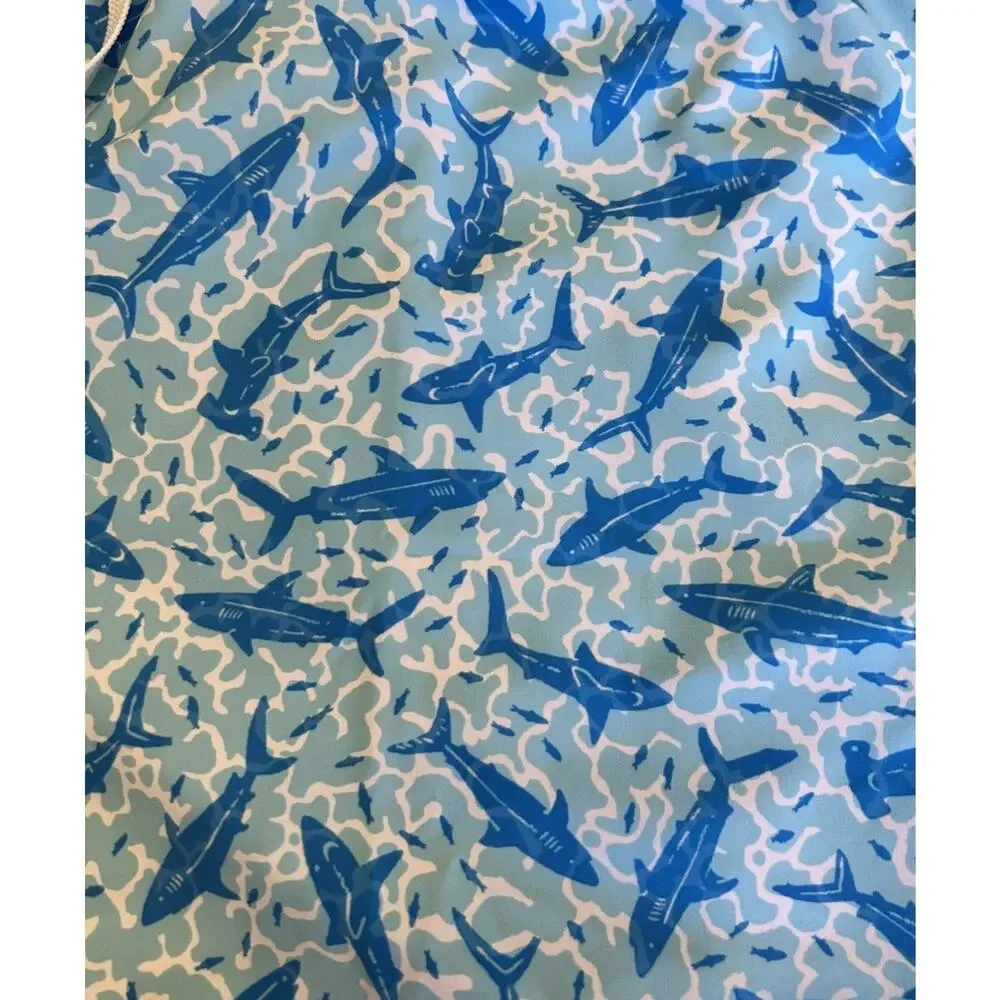 Chubbies The Shark Sides Swim Trunks Blue Shark Print NWT Men’s XXL